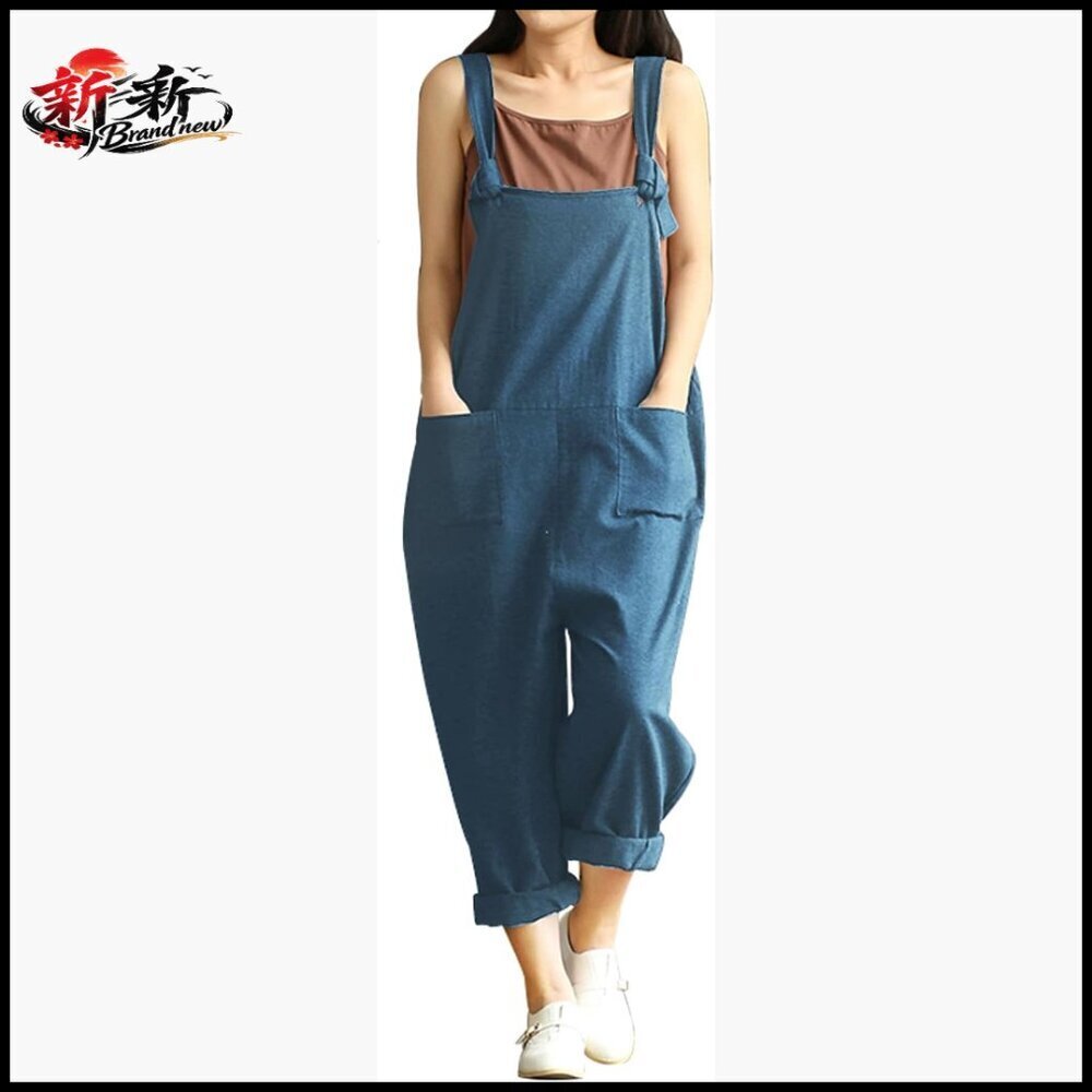 Plus Size Wide Leg Loose Baggy Jumpsuit Romper with Front Pockets